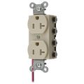 Hubbell Wiring Device-Kellems Straight Blade Devices, Receptacles, Duplex, SNAPConnect, Tamper Resistant, Split Circuit, 20A 125V, 2-Pole 3-Wire Grounding, 5-20R, Nylon, Ivory, USA SNAP5362ISCTRA